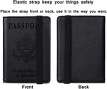 Travelambo RFID Blocking Leather Passport Holder Cover Case Travel Wallet Elastic Strap(01 Black NP Black)