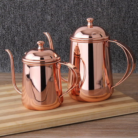 304 Stainless Steel Mirror Surface Coffee Pot Rose Gold Color High Grade Long Mouth Tea Pot Coffee Kettle 400ml/650ml